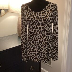 Cupio Leopard Print Long Sleeve Blouse